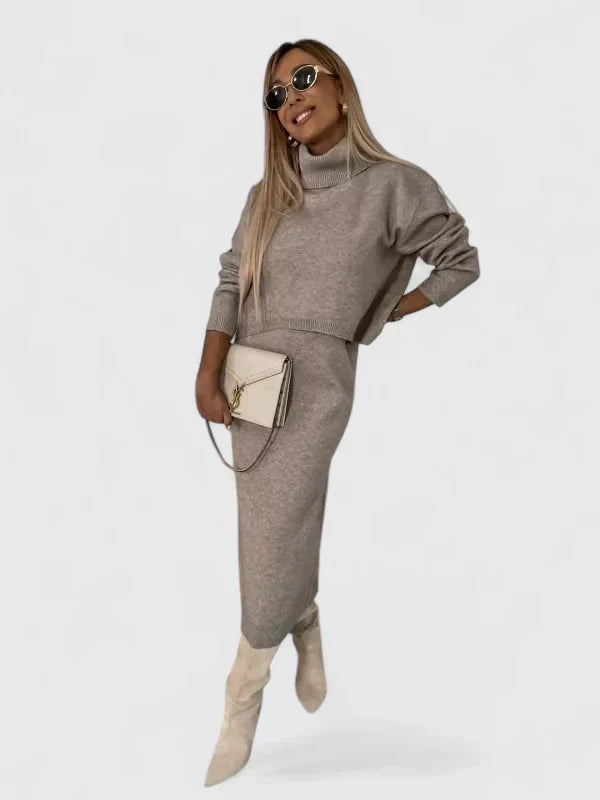 Laney | Elegant Dress and Turtle Neck Sweater Set