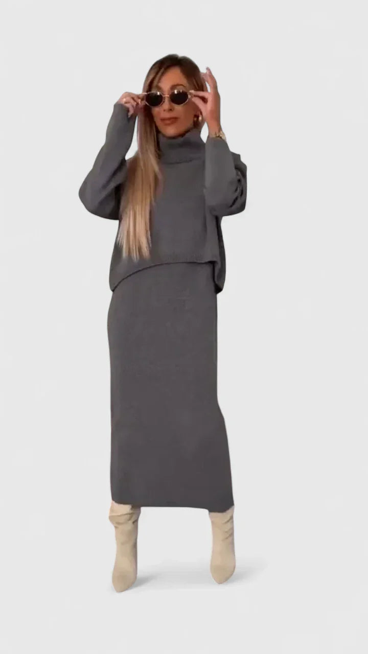 Laney | Elegant Dress and Turtle Neck Sweater Set