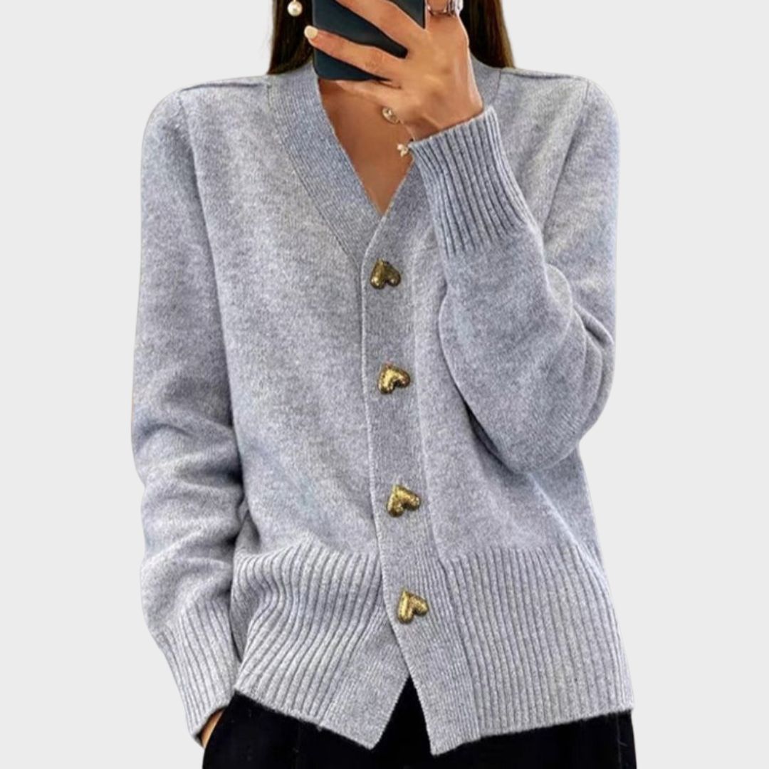 Eveline | Elegant Heart Button Cardigan
