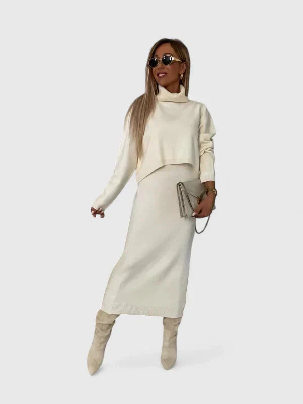 Laney | Elegant Dress and Turtle Neck Sweater Set